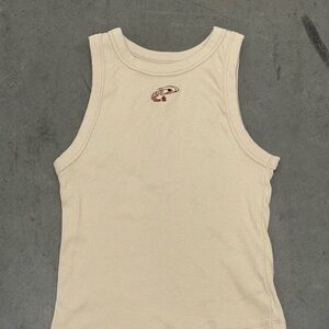 Women’s Beige Tank Top with Embroidered Shimp Size Small